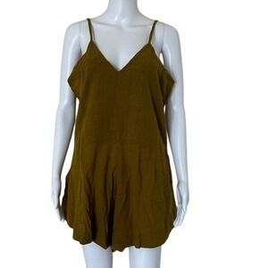One Teaspoon Revolve Olive Muslin Cotton Pinky Flowy Shorts Romper Jumpsuit XS